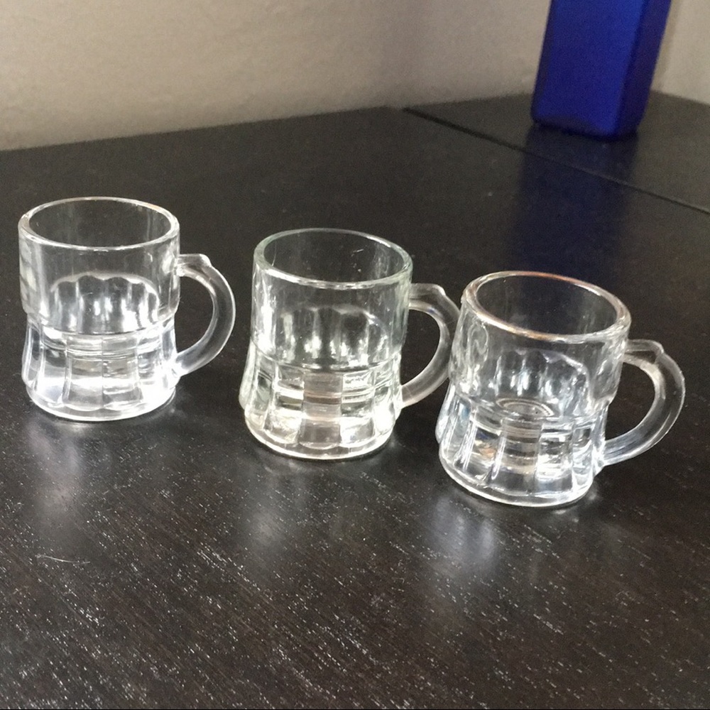 3 Vintage Federal Shot Glass Miniature Beer Mug